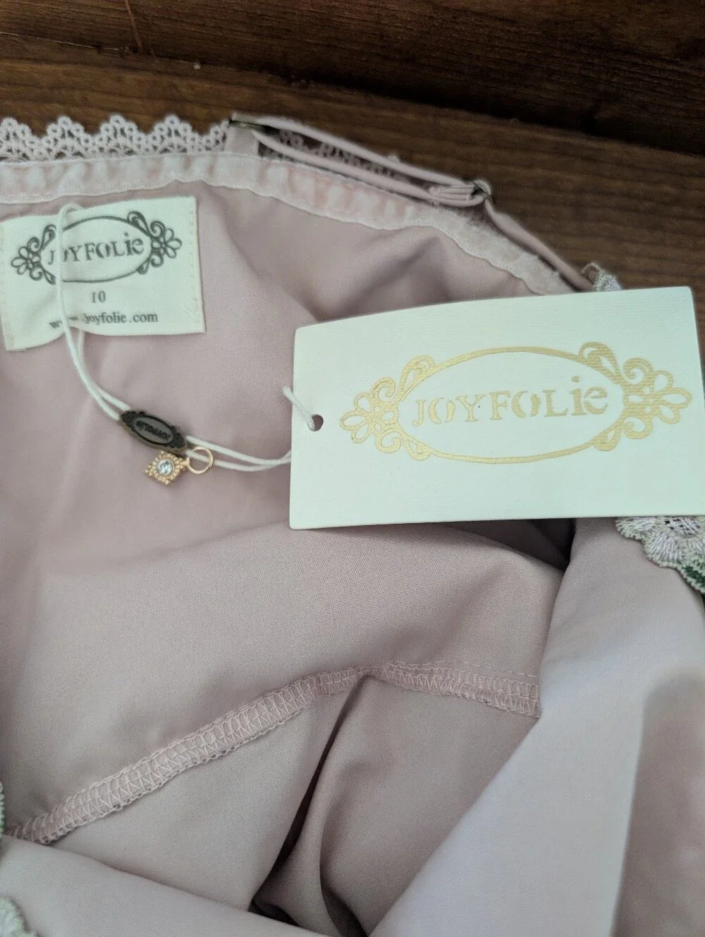 NWT Joyfolie Aryana Floral Appliqué Tulle Party Dress - Blossom/Pink - 10